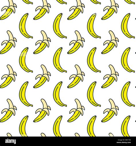 Seamless Pattern With Bananas Vector Fruit Background Illustration