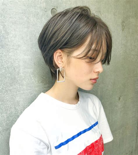 【⭐️首が長く見えるショートカット⭐️】・ショートは横の ...