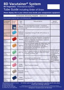 Gallery Of Bd Vacutainer Venous Blood Collection Tube Guide Wall Bd