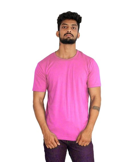 Plain Men Pink Round Neck Cotton T Shirt At Rs 134 In New Delhi Id