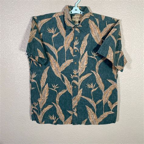 Vintage Cooke Street Shirt Mens Large Green Hawaiian Camp Short Sleeve