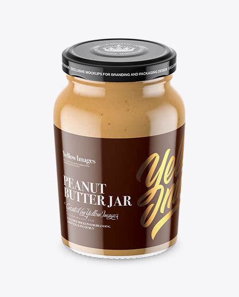 ✓ free for commercial use ✓ high quality images. Clear Glass Jar with Peanut Butter Mockup - High-Angle ...