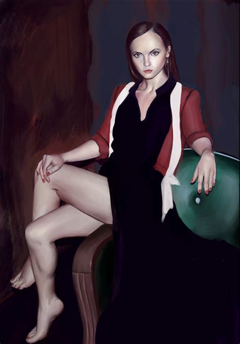 Wallpaper Christina Ricci Artwork Women Actress Sitting Thighs