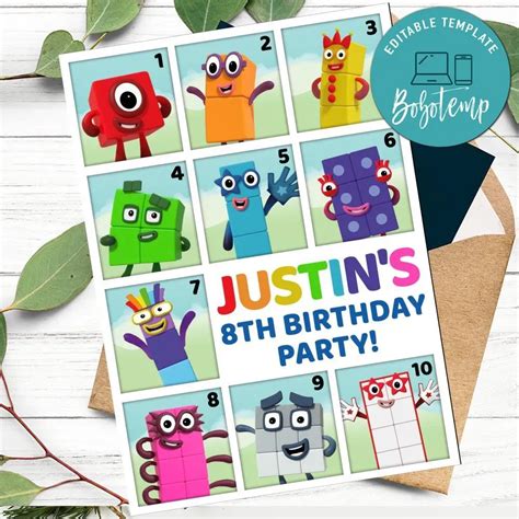 Numberblocks Personalized Birthday Card Bobotemp