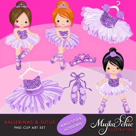 Ballerina Clipart Girl Clipart Purple Tutu Purple Glitter Purple
