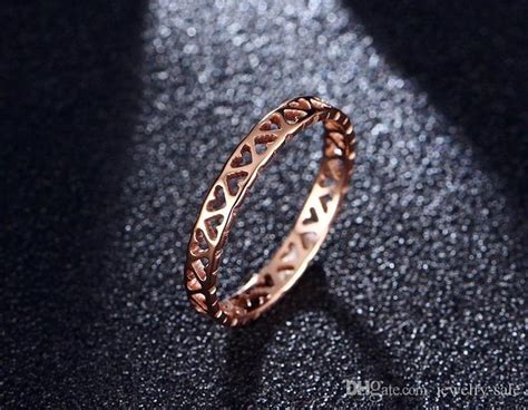 New Products Listed Fashion Women Jewelry Stainless Steel Hollow Out Heart Rose Gold Ring From