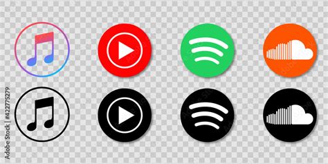 Apple Music Spotify Youtube Music Soundcloud A Set Of Logos For