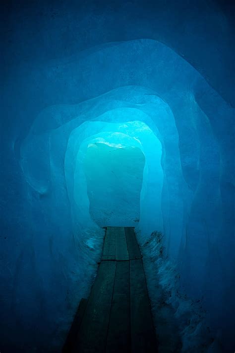 Cave Tunnel Ice Glow Blue Hd Phone Wallpaper Peakpx
