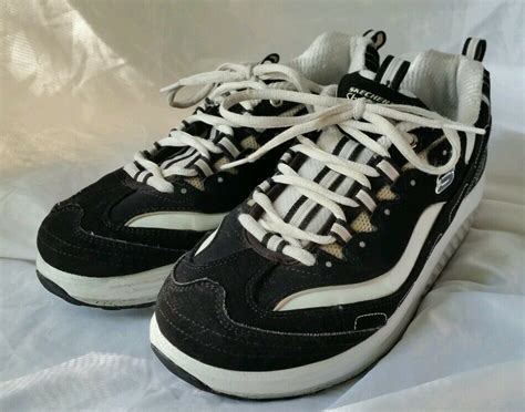 Womens Black And White Skechers Shape Ups Athletic Shoes
