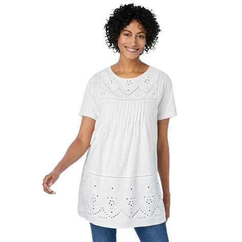 Woman Within Woman Within Womens Plus Size Embroidered Eyelet