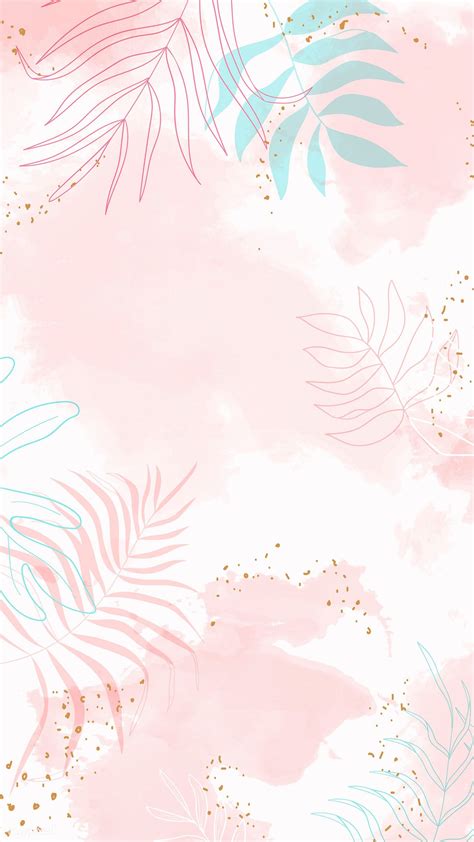 Download Premium Vector Of Pink Leafy Watercolor Mobile