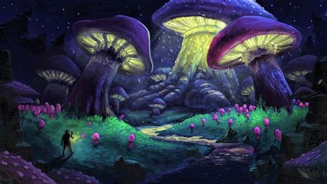 Stunning Wallpapers Id With Enchanted Forest Background Mushroom