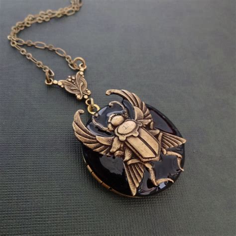 Scarab Locket Egyptian Jewelry Scarab Necklace Scarab