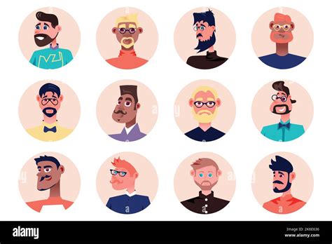 Hipster People Avatars Isolated Set Diverse Fashionable Men With