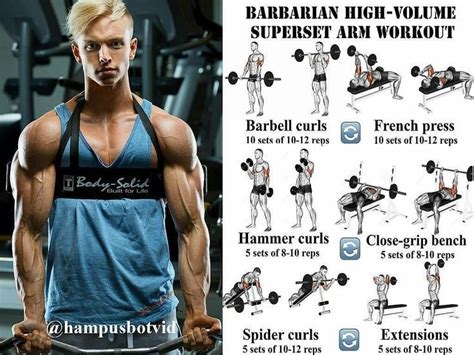 biceps exercises superset arm workout arm workout barbell workout