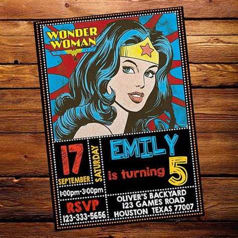 Wonder Woman Invitation Wonder Woman Clipart Birthday Party Invite Printable And Digital