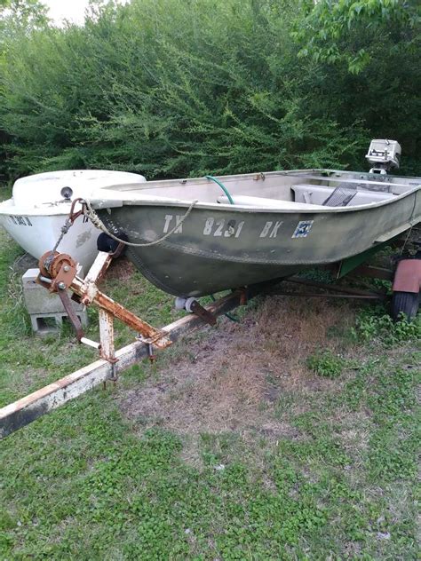1996 Sears 14 Ft Jon Boat With Title Running Motor Trailer Must