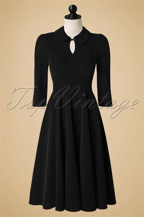 50s Florence Velvet Swing Dress In Black