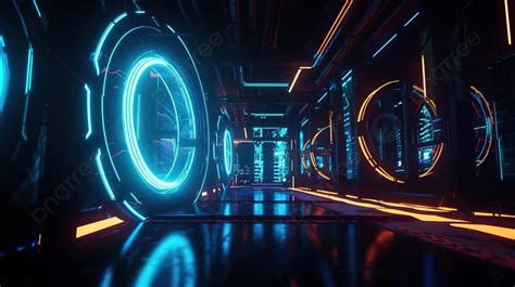 Glowing Neon Lights In A Futuristic 3d Sci Fi World Background Neon