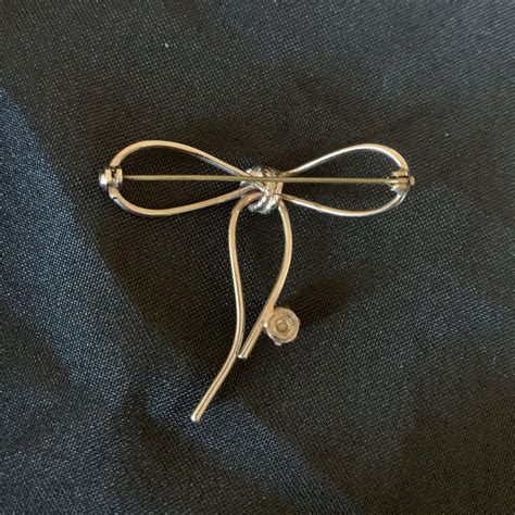 Vintage Gold Tone Bow Pin With Faux Pearl Etsy