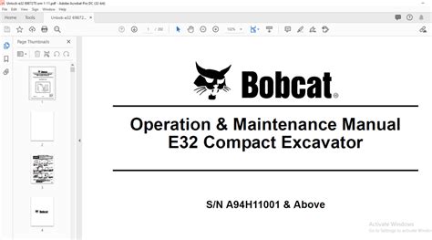 Bobcat E32 Compact Excavator Operation And Maintenance Manual Pdf
