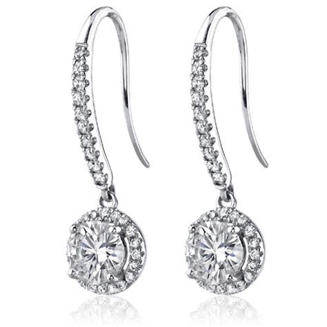 A stunning pair of diamond earrings by master jewelry designer, bez ambar. 1.50 ct Ladies Round Cut Diamond Drop Earrings in White Gold