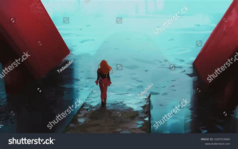 Beautiful Fantasy Girl Standing Alone On Stock Illustration 2187515665