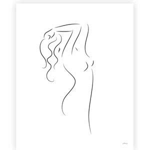 Minimalist Line Art Print Standing Nude Sketch Art For Etsy