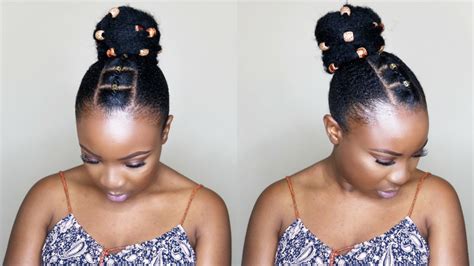 Packing gel styles/ponytail styles for cute ladies/2020. Tribal Bun With Beads - African Threading Hairstyle Video | Natural hair bun styles, Natural ...