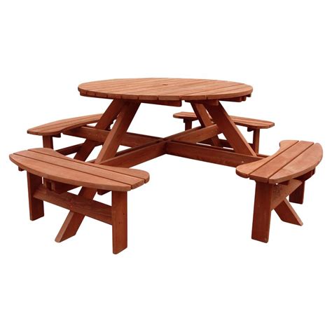 Round Wood Weather Resistant Picnic Tables Patio Tables The