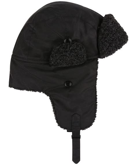 Mens Barbour Fleece Lined Trapper Waxed Hat