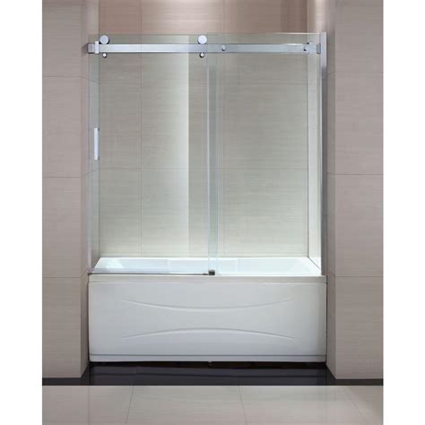 Unidoor toulon 58 w x 72 h hinged framed shower door with clearmax™ technology. Schon Judy 60 in. x 59 in. Semi-Framed Sliding Trackless ...