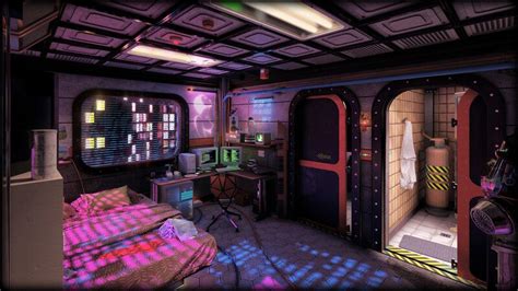 Artstation Futuristic Dystopian Apartment Kamen Nikolov Cyberpunk