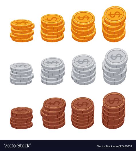 Golden Silver Copper Coin Animation Isolated Vector Image