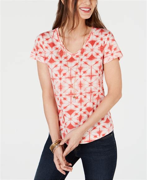 Style And Co Petite Cotton Printed T Shirt Created For Macys In Pink
