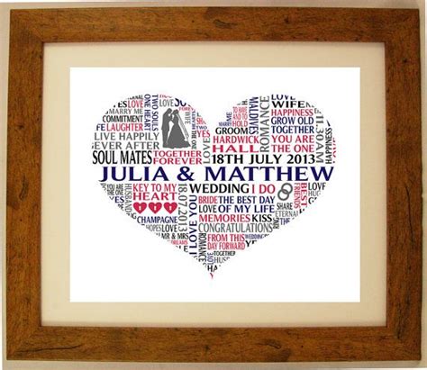 Personalised Heart Shaped Wedding Word Art T By Artyalphabet £1000