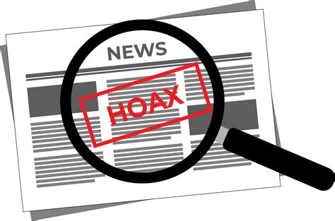 newspaper with display of hoax news and magnifying glass. Find fake