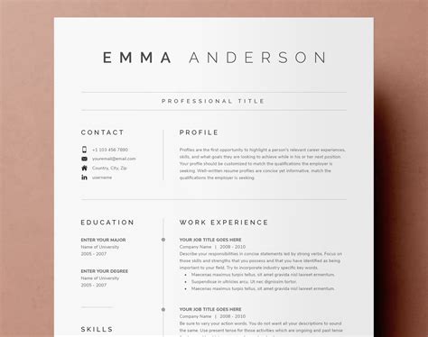Clean Modern Resume Template Page CV Template Cover Etsy Singapore
