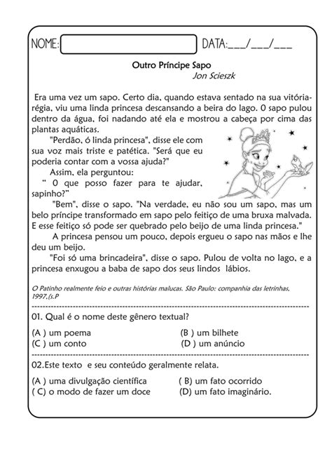 Exercícios De Português 4º Ano Leitura E Interpretação