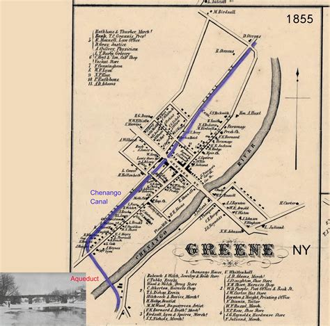 1855 Map Of Greene Ny Showing The Chenango Canal