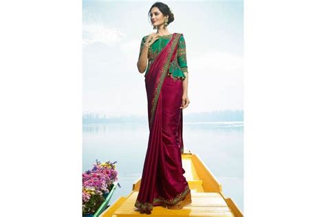 Shop Magenta Color Barfi Silk Designer Party Wear Saree Online At