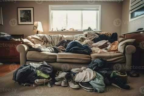 Messy Clothes Sofa Generate Ai 26380957 Stock Photo At Vecteezy