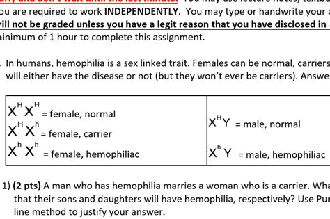 Solved In Humans Hemophilia Is A Sex Linked Trait Females