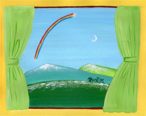 〜窓から〜白いお月様と虹 | アート・インテリア絵画の通販・販売サイト ｜ thisisgallery - ディスイズギャラリー