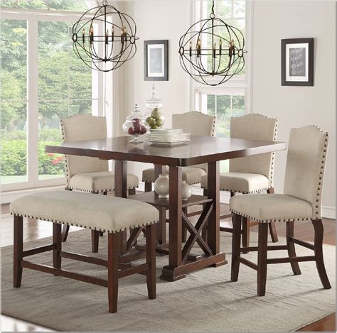 6 Piece Counter Height Dining Set With Bench