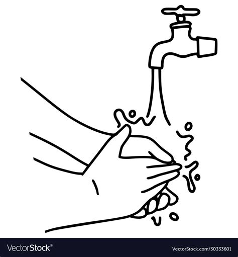 Hand Drawn Washing Hands Doodle Isolated On Vector Image