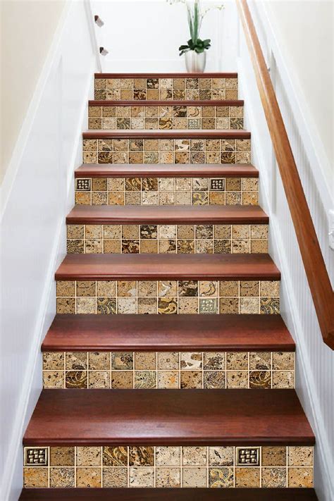 3d Retro Square Mosaic 740 Marble Tile Texture Stair Risers Aj