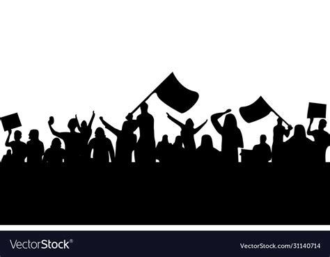 People Crowd Protest Strike Demonstration Vector Image