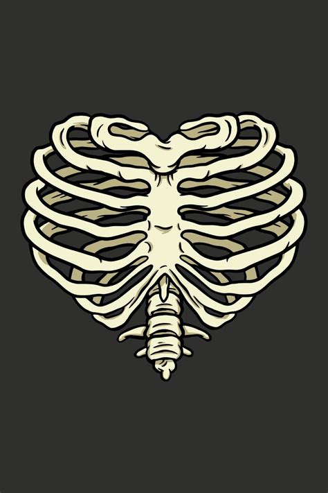 Heart Rib Cage Design Graphic Design Art Iskeletler Izimler Izim