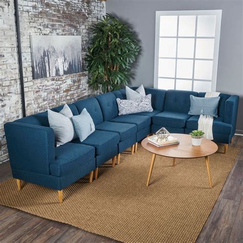 Large Navy Milton Sectional Sofa Set Blue Living Room Decor